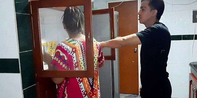 My Stepmom Gives Me A Blowjob In The Kitchen